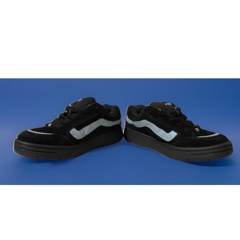 Rare Y2K Vintage, Vans Kids Sneakers Black and Blue Size 6, Women's Size 6-6.5